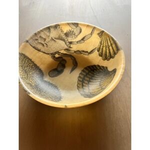 Artmor Fiberglass Bowl Crab Seashell Print Mid Century Modern 7.5" Vintage